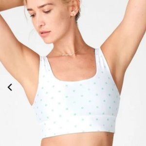 Fabletics Harlow Reversible Midi Sports Bra Baja Blue/Green Polka Dot, S